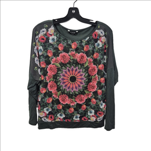 Desigual Niko Mesh Floral Printed Dolman Top